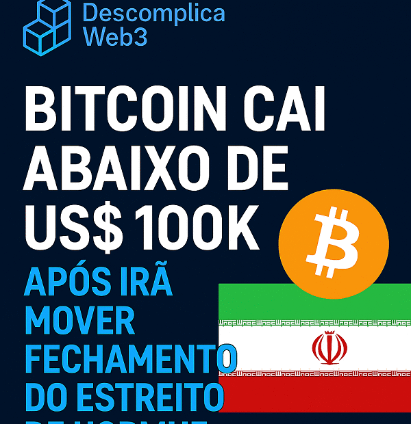 Bitcoin cai abaixo de US$ 100 mil após Irã planejar fechar Estreito de Hormuz IMG